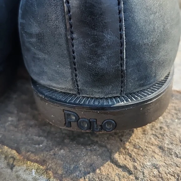 EUC POLO RALPH LAUREN MEN'S BLACKLY  NAVY LEATHER LOAFERS - Picture 4 of 9